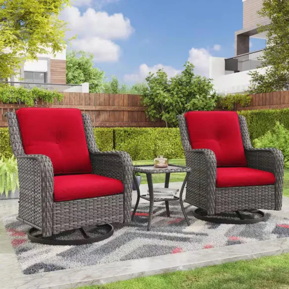 Wicker Patio Conversation Set with Cushions,Modern and chic bistro table set integrate with outdoor/indoor living space