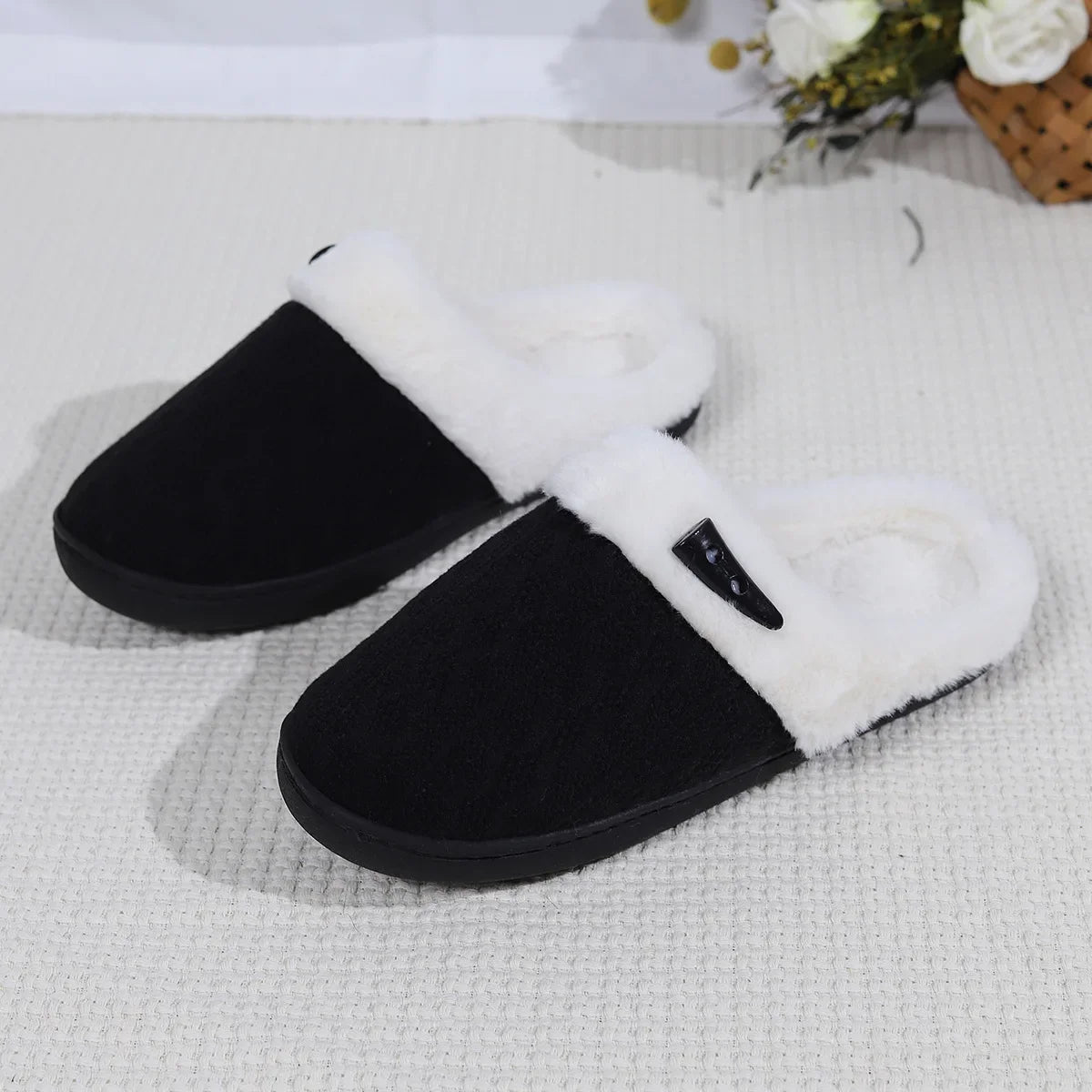 Platform Fluffy Slippers Women House Plush Fashion Designer Winter Shoes Ladies Flats Warm Home Casual Footwear Elegant Big Size