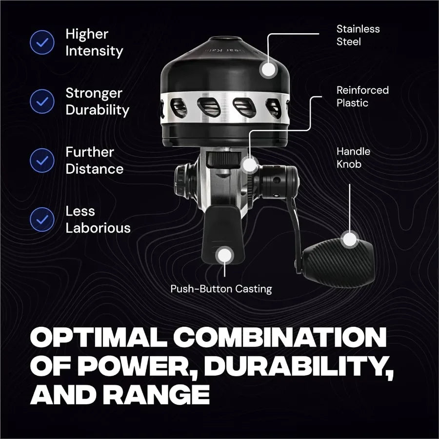 Spincast Bowfishing Reel Slingshot Bow Fishing Stainless Steel Left Right Reversible Handle