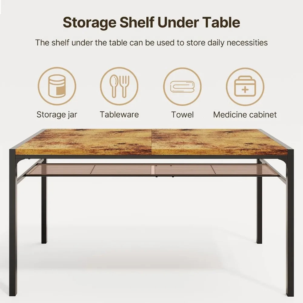 Dining Table Set for 6 with Chairs, 7-Piece Kitchen Table Set for Small Space, Apartment, Kitchen, Dining Room, Space-Saving