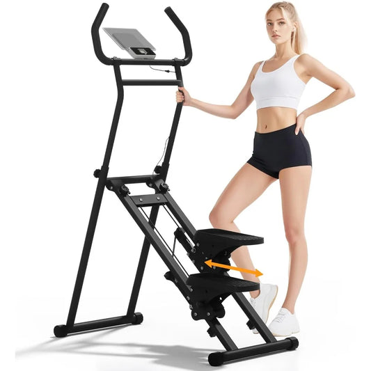 Home Fitness Stair Climber with Adjustable Pedals, Tablet Stand, and Compact Design for Easy Storage