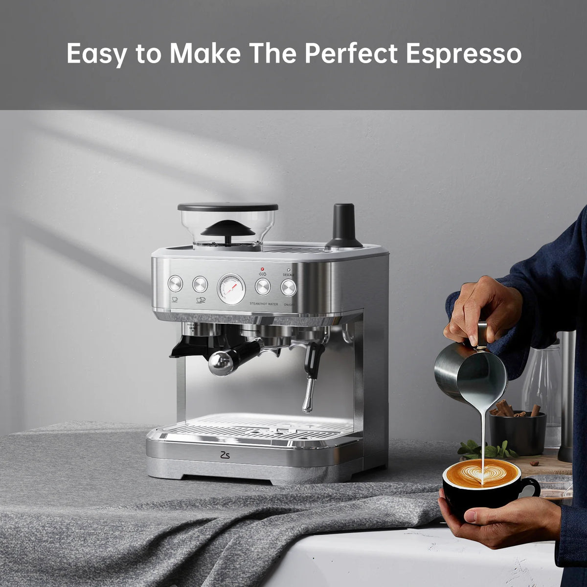 20 BarEspresso Machine Semi Automatic Espresso Maker with Grinder Latte and Cappuccino Espresso Coffe Machine w/Automatic Milk