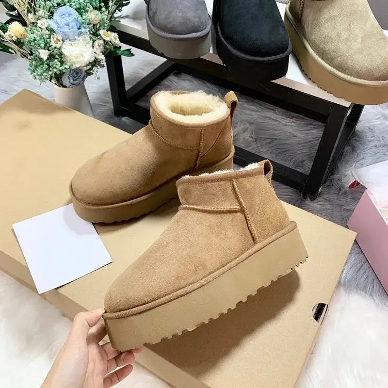 2026 New Classic Ultra Mini Platform Boots Leather Suede Wool Comfort Winter Womens Fur Slippers k98 ‮34-53 seziS uggS