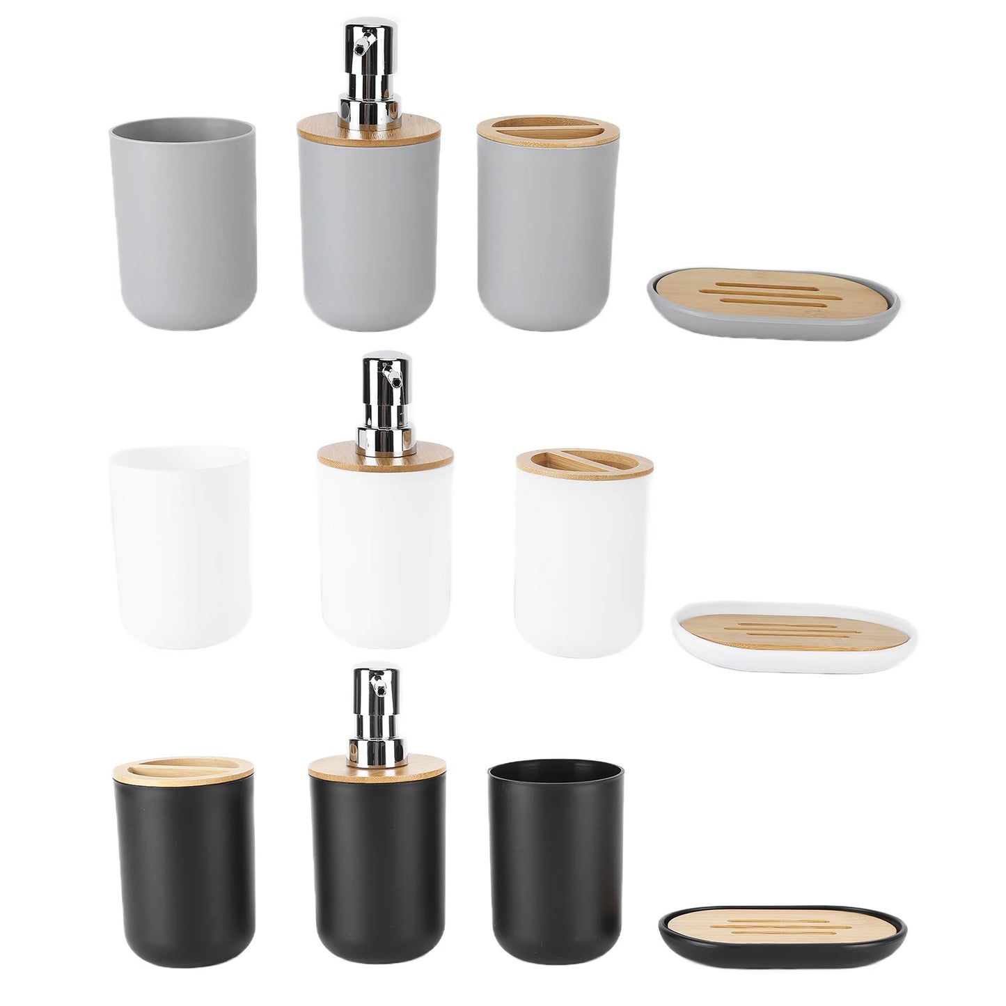 4Pcs Bathroom Accessory Set Bamboo Waterproof  Gift Toothbrush Cup Soap Box for Home Hotel