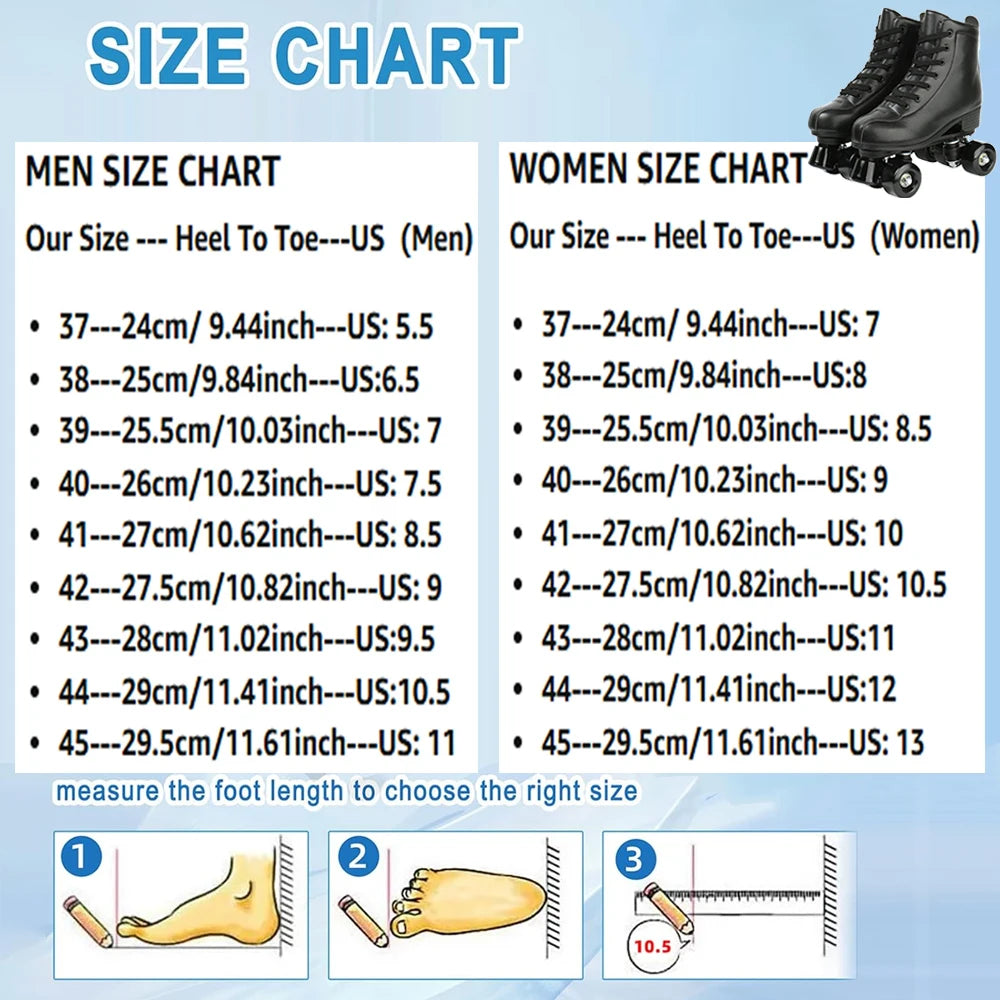 Hot Women Double Row Roller Skates Pu Leather Roller Skate Shoes 4 Wheels Quad Sneakers Outdoor Skating Sport Shoes Breathable