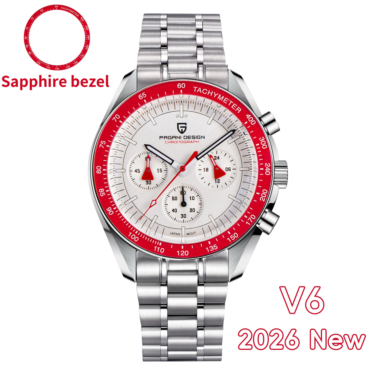 PAGANI DESIGN 2024 New V5 PD1701 Men's Watches Luxury Quartz Watch Men Sport Speed Chronograph AR Sapphire glass 100M Waterproof