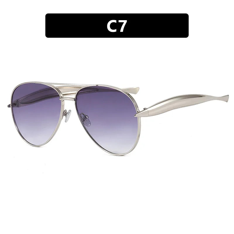 Luxury Designer Oversized Pilot Metal Sunglasses Women Fashion Vintage Sunglasses Men Travel Female Eyewear UV400 Gafas De Sol
