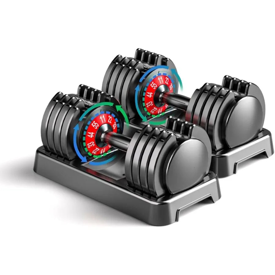 25 55lbs Adjustable Dumbbells Set of 2 for Home Gym Use 5in1 10in1 Adjustable Weights with AntiSlip Texture Handle Compact and