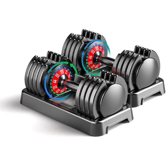 25 55lbs Adjustable Dumbbells Set of 2 for Home Gym Use 5in1 10in1 Adjustable Weights with AntiSlip Texture Handle Compact and