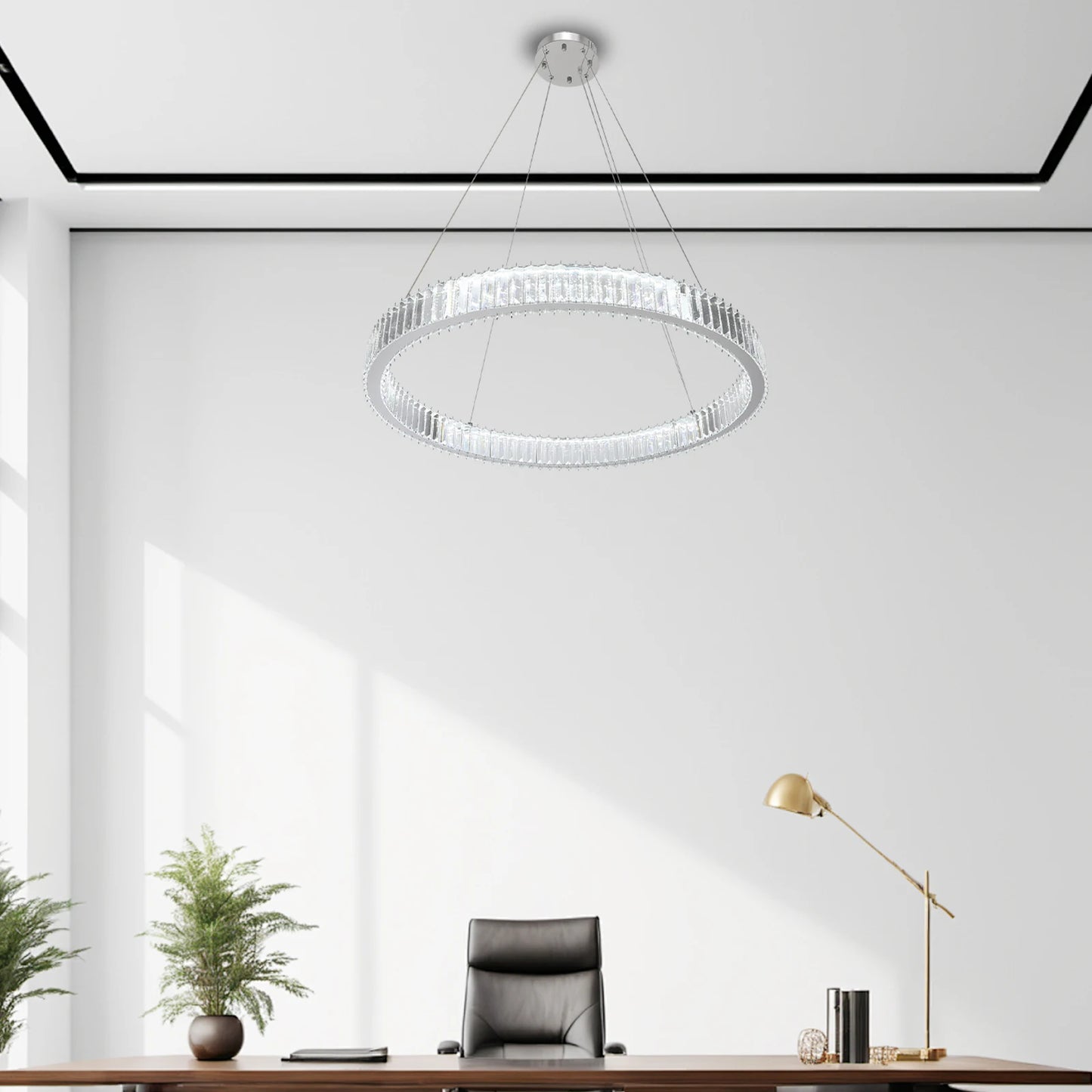 95W 31.5inch Modern Crystal Stair Chandelier Lights Indoor Lighting LED Ceiling Lamp Hanging Light for Living Room Indoor