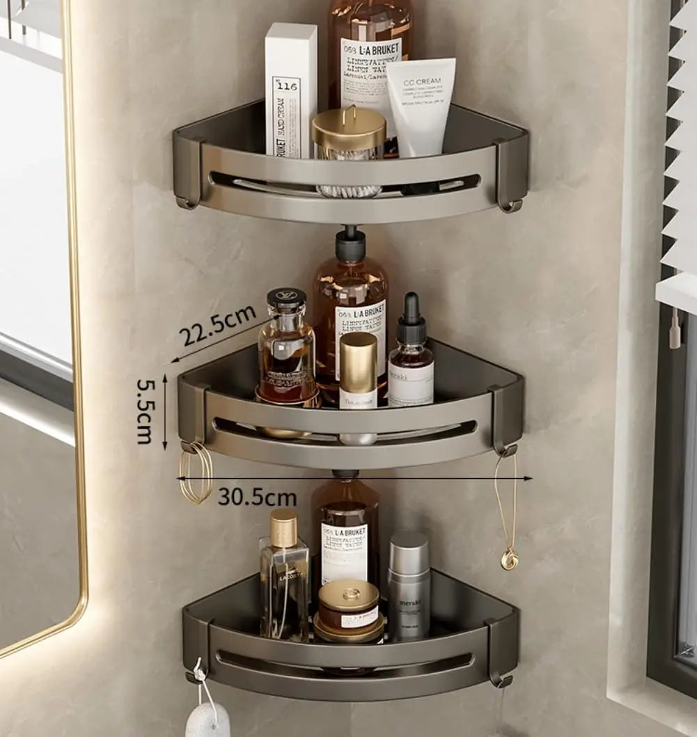 1/2/3Pcs Triangle Adhesive Shower Caddy Corner Shower Storage No Drilling Wall Mounted Bathroom Organizers and Storage
