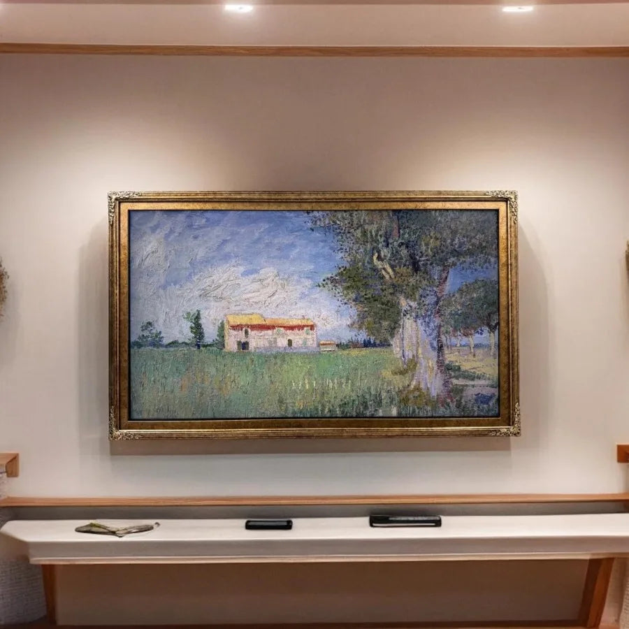 3243 50 55 Inch Handmade Wood Orname Frame with Marble Gold Finish Designed Specifically for Samsung The Frame TV and The Frame