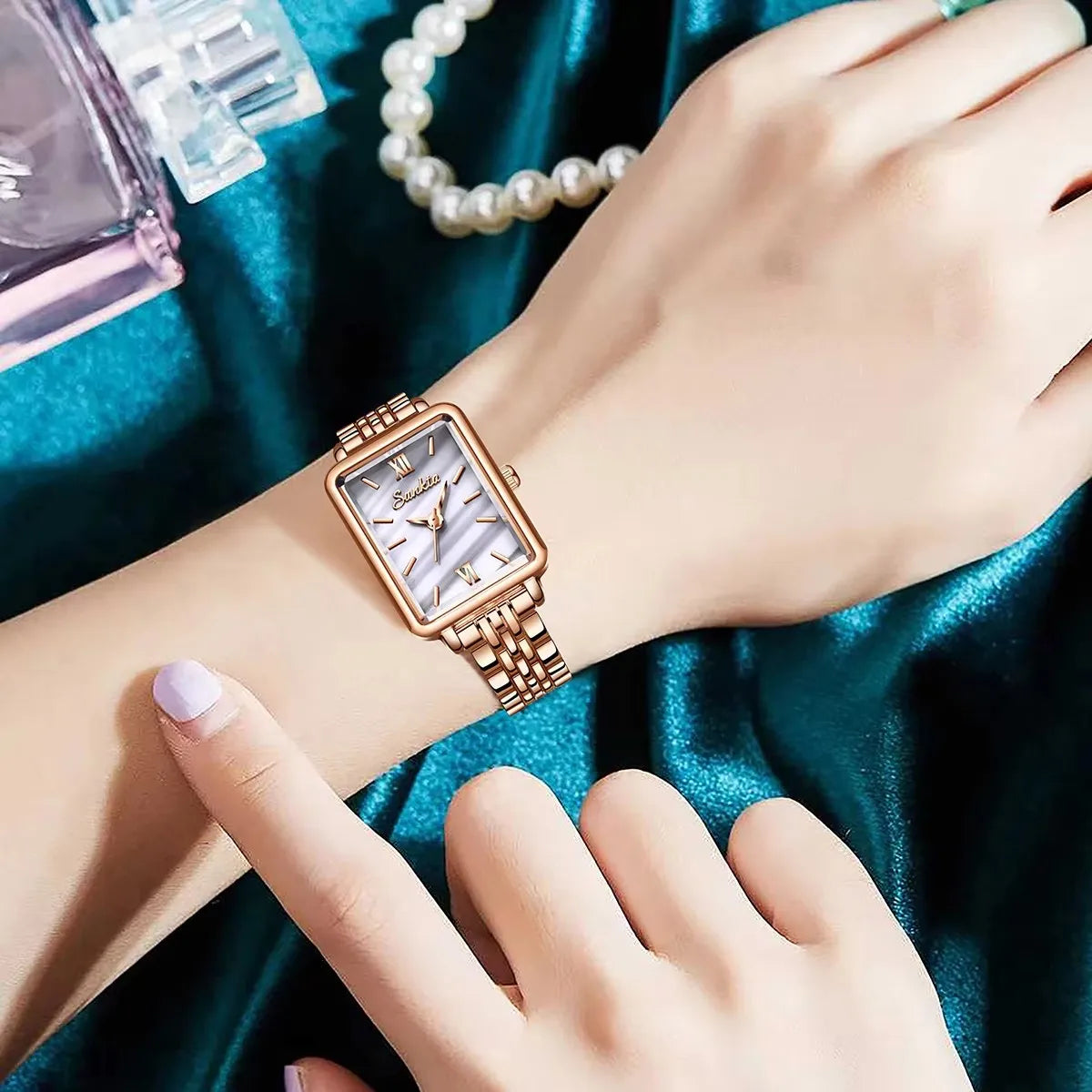 SUNKTA Fashion Ladies Watch Elegant Dress Womens Wristwatches Ceramic Bracelet Watches for Women Waterproof Clock Reloj Mujer