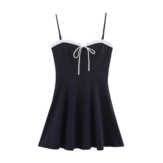 Women's Clothing 2025 New European And American Style Fashionable Bow Layered Decoration Suspender Dress