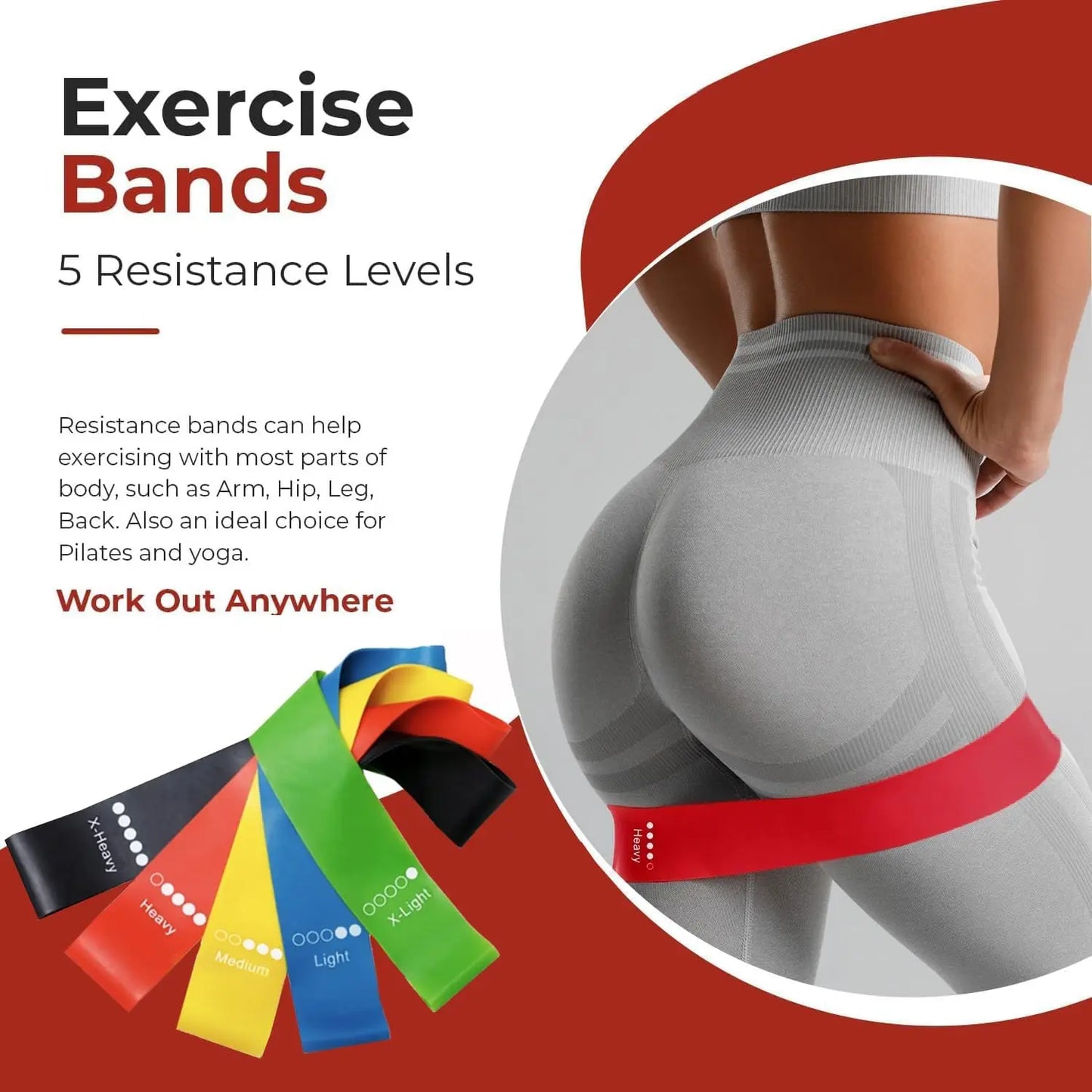 Yoga Ring Resistance Band Set Rubber Fitness Equipment Strength Training Body Pilates Strength Home Gym