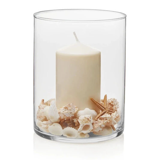 Clear Glass 8" Wide Cylindrical Vase