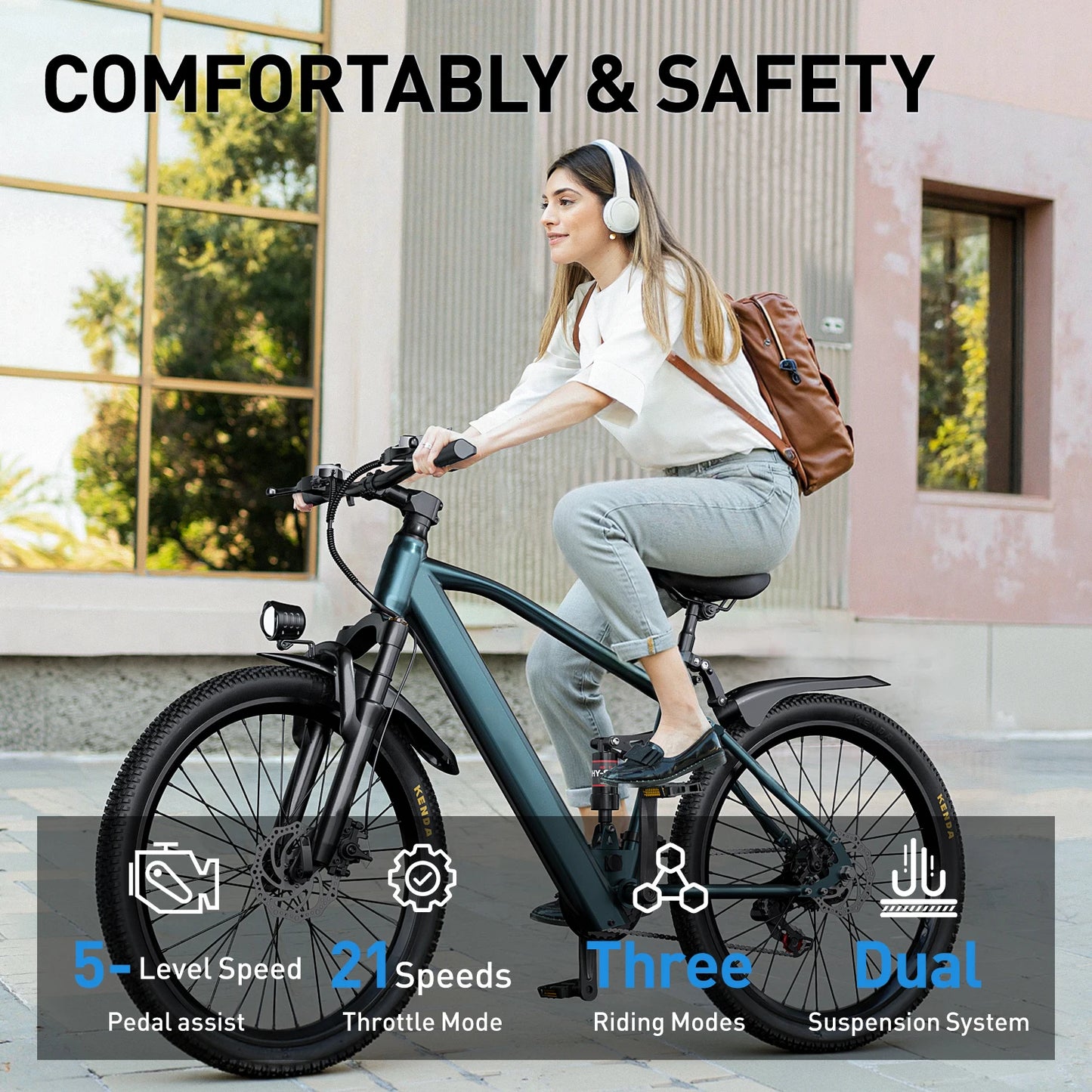 26" 24" Electric Motorcycles E Bike For Adults, 600W Peak Motor Ebike 24.9Mph 30Miles 10.4AH 13.5AH Electric Mountain Bicycle