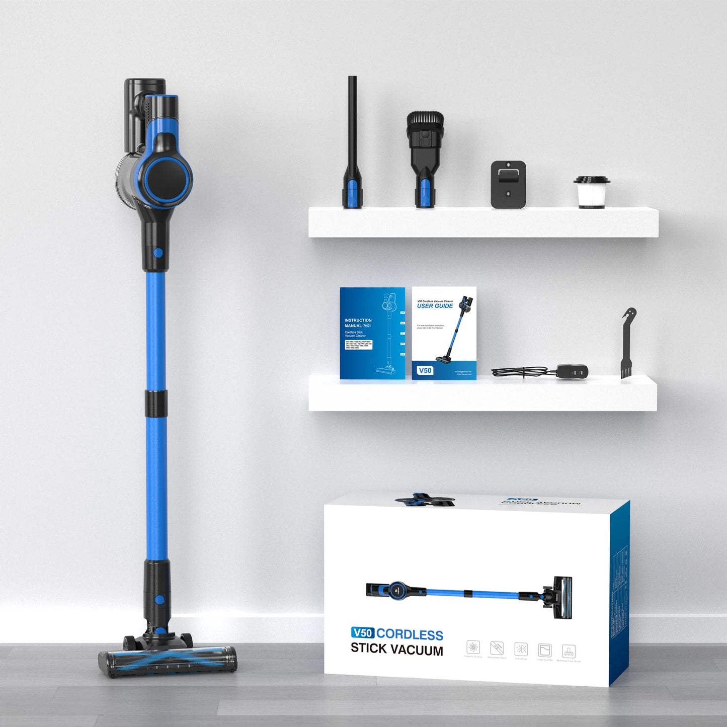 TASVAC Cordless Vacuum Cleaner, Lightweight Vacuum Cleaner with Rechargeable Battery, for Pet Hair, Hair Floor, Carpet