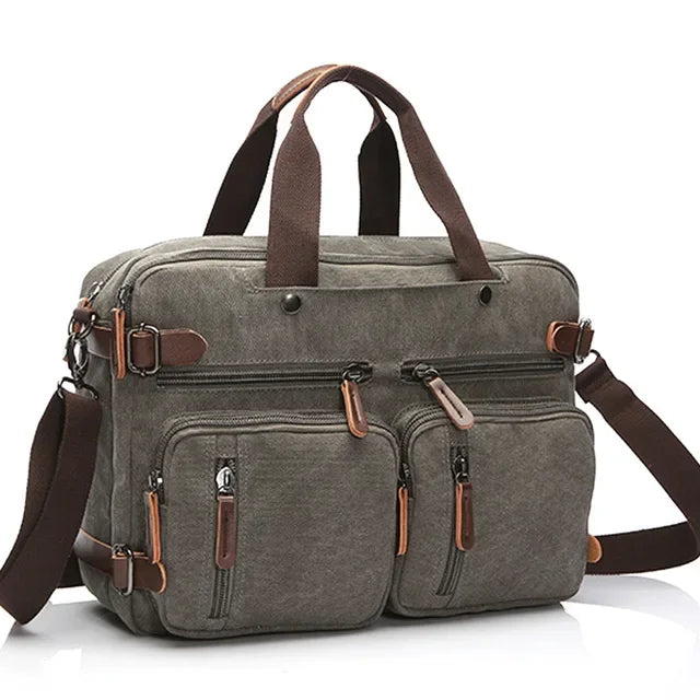 Men Canvas Briefcase Travel Bags Suitcase Classic Messenger Shoulder Bag For Men Tote Handbag Big Casual Business Laptop Pocket