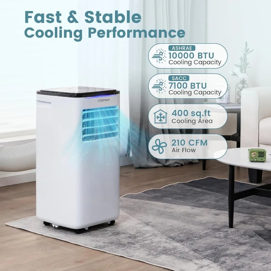 Portable Air Conditioners 10000 BTU Portable AC Unit for Room up to 400 Sq.Ft with Cool Fan Dry Sleep Mode Timer Remote Control