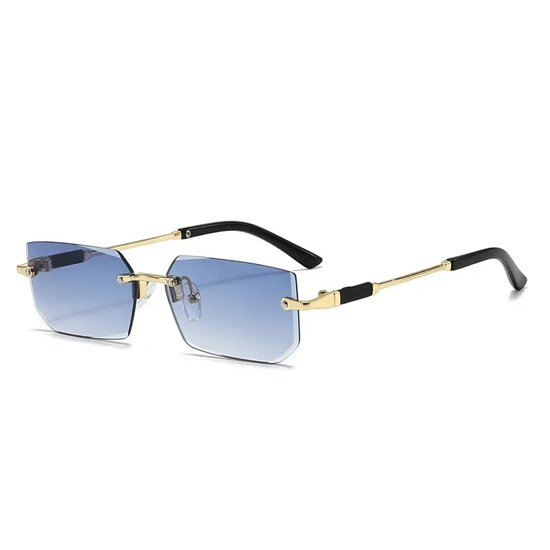 Fashion Rimless Rectangle Sunglasses Popular Women Men Shades Small Square Sun Glasses For Female Male Summer Traveling Oculos