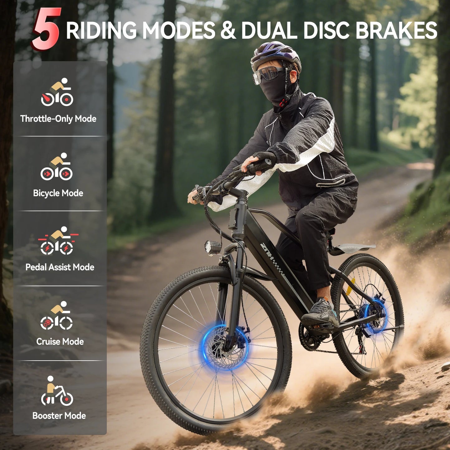 ZNH Electric Bicycle for Adults,1000W Peak Motor,48V,20MPH,26" Electric Bike,7-Speed,50 Miles,E-bike UL 2849