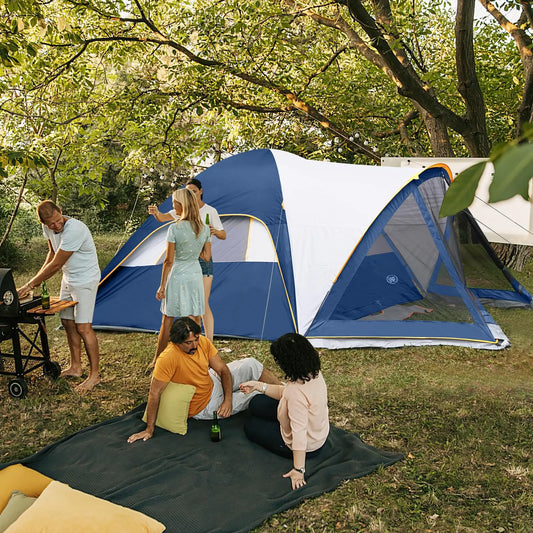 Camping Tent with Screen Room, Portable 6 Person Camping Tent, Family Dome Tent for Camping Outdoor - 14'x11'x72''(H)