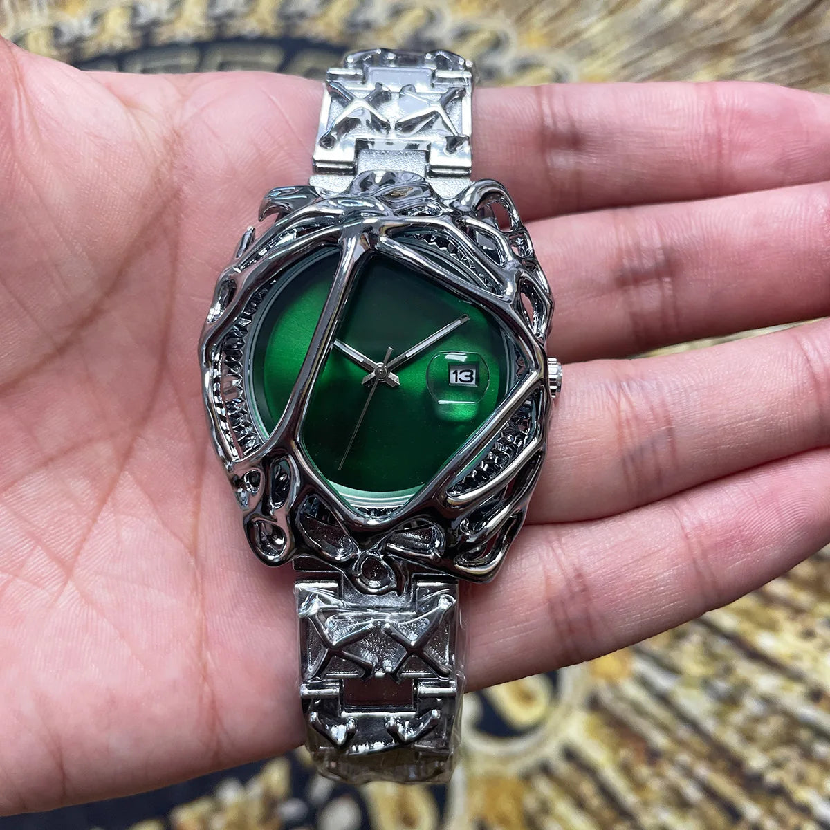 New Y2K Watches for Men Alien Spider Web Alabaster Watch Calendar Waterproof Quartz Wristwatches Relogio Masculino Drop Shipping