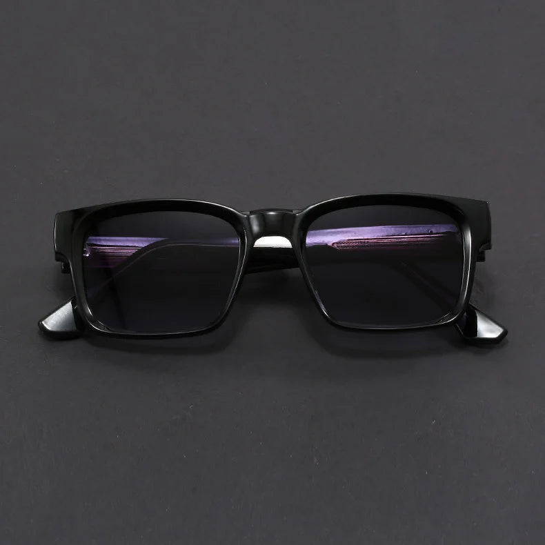 Fashionable Retro Square Black and Leopard Print Full Frame Anti-Uv Sunglasses for Men Japanese Simple Literary Style Shades