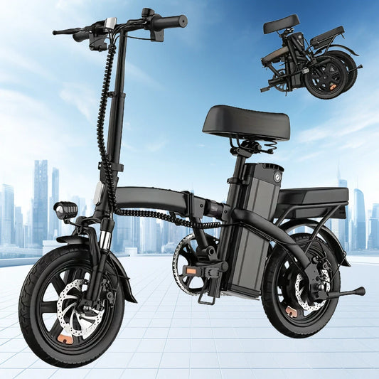 14'' Adult 400W Peak Motor Folding Electric Mountain E Bike Electric Bicycle 19.5Mph 20.5Miles 10.3AH Electric EBike for Adults