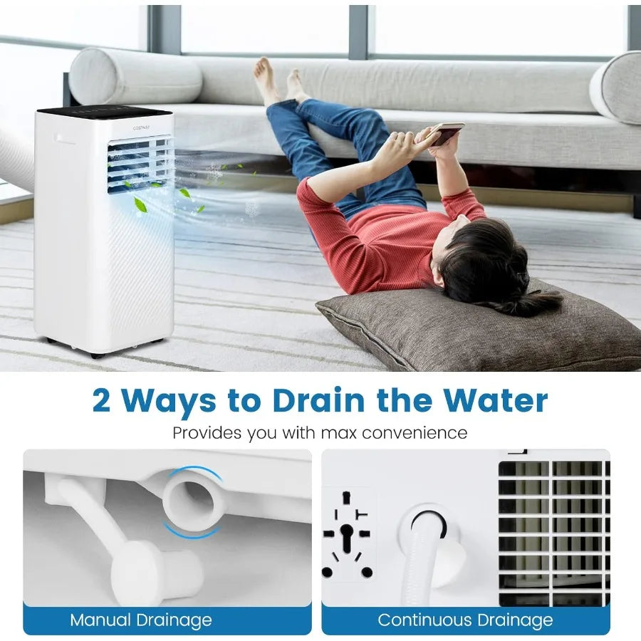 Portable Air Conditioner 10000 BTU AC Unit with Cool Fan Dehumidifier Sleep Mode for Rooms up to 350 Sq.Ft Includes 24H Timer C