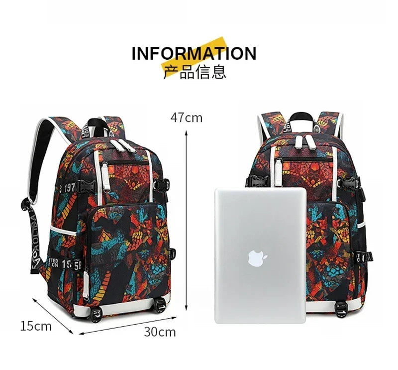 15.6 Inch Student Backpacks Japanese Large-capacity Backpack Girl Boys Simple Versatile Backpack Capibara Anime Usb School Bags