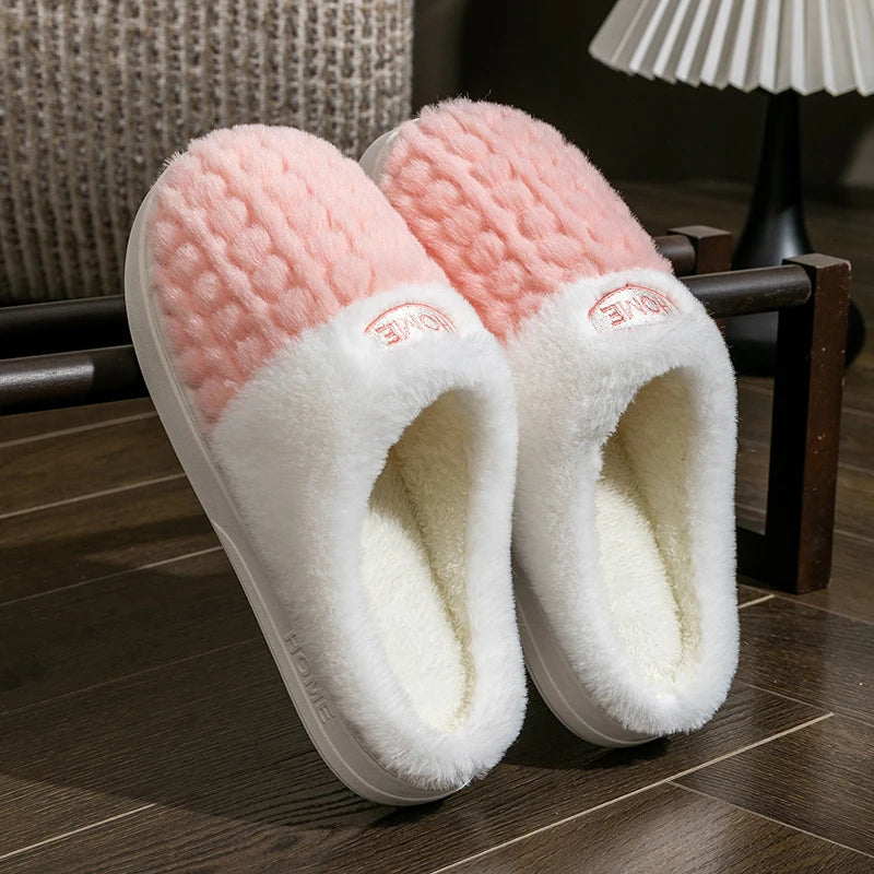 Winter Men's Home Slippers Warm Shoes Non-slip Indoor Outdoor Thick Bottom Plush Slippers For Women Casual Home Cotton Shoes