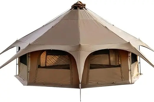 Family Glamping Bell Tent 16.4ft High with 9.2ft Diameter, Removable Floor and Stove Jack for Outdoor Camping