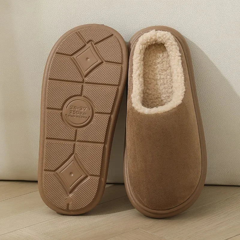 Unisex Indoor Outdoor Winter Slippers Anti-Slip Sole Slip-On Soft Warm Black Comfort Home Casual Shoes Easy Clean Design