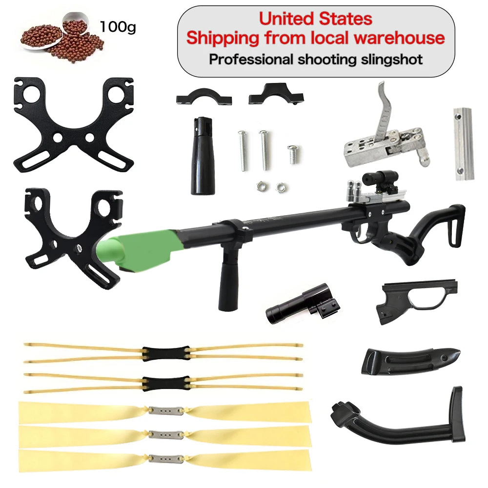 US Shipping | Outdoor Hunting Telescopic Slingshot – Large Size with Laser Sight, Adult Shooting Slingshot Kit, Metal Material
