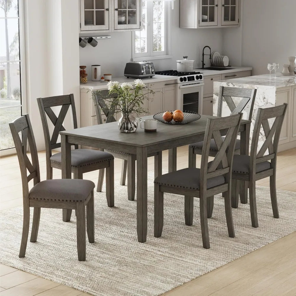 Ashley Caitbrook's Rustic 7-Piece Dining Set with Gray Table and 6 Chairs