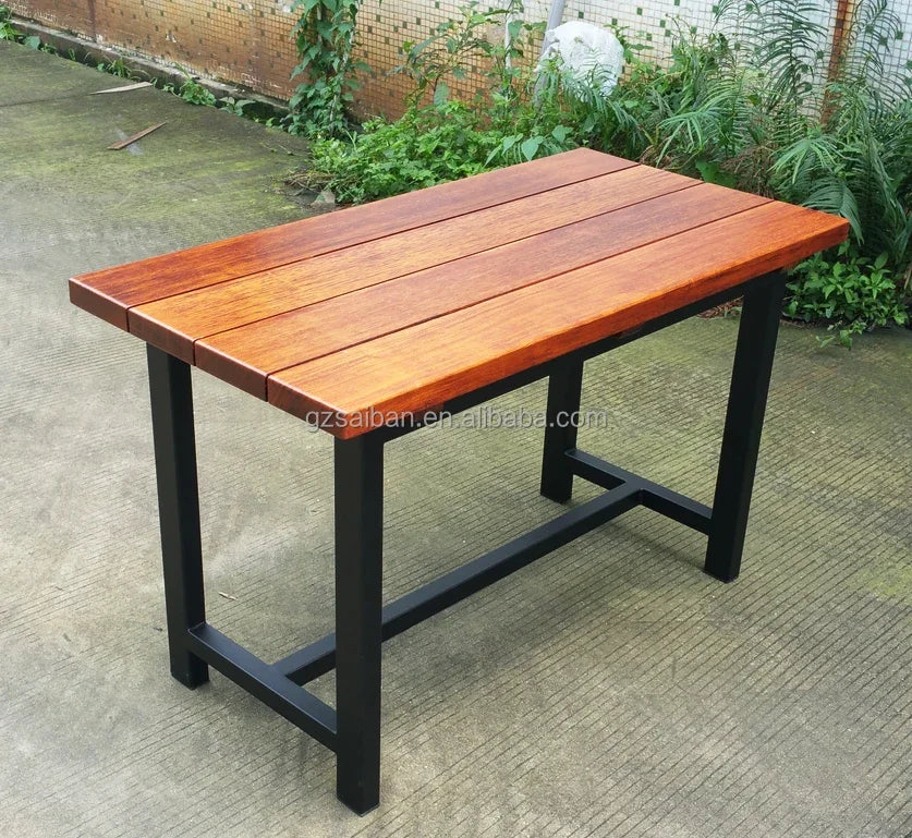 High Quality 4 Seater Dining Table Set Outdoor Merbau Wooden Garden Furniture Outdoor Bar Table And Chair Set