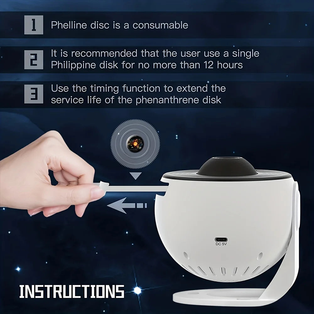 1pc Star Projector Night Light,Galaxy Projector,Planetarium Projector For Bedroom,Aurora Projector Include Replaceable 13Discs