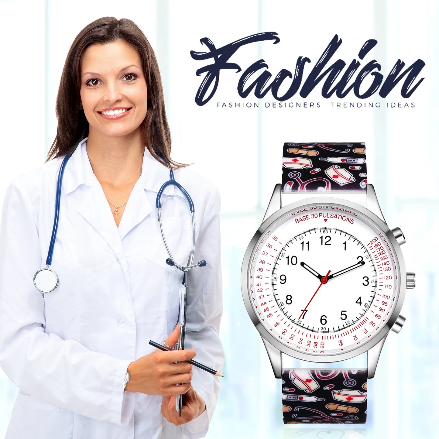 LANCARDO Pulse Meter for Doctors And Nurses Quartz Legible Digital Dial Pulse Dial Environmental Silica Gel Protection Watch