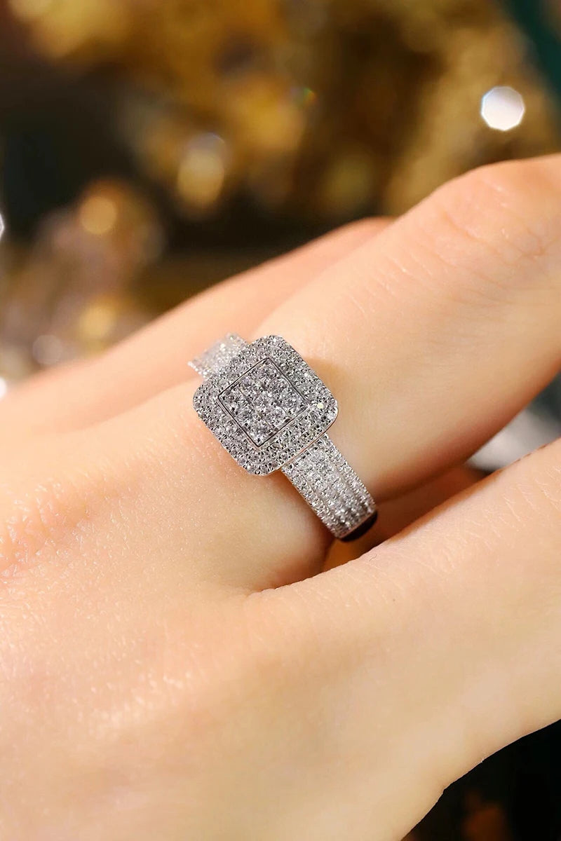 KUGG 100% 18K White Gold Rings Women 0.60carat Real Natural Diamond Engagement Ring Fashion Geometric Design High Party Jewelry