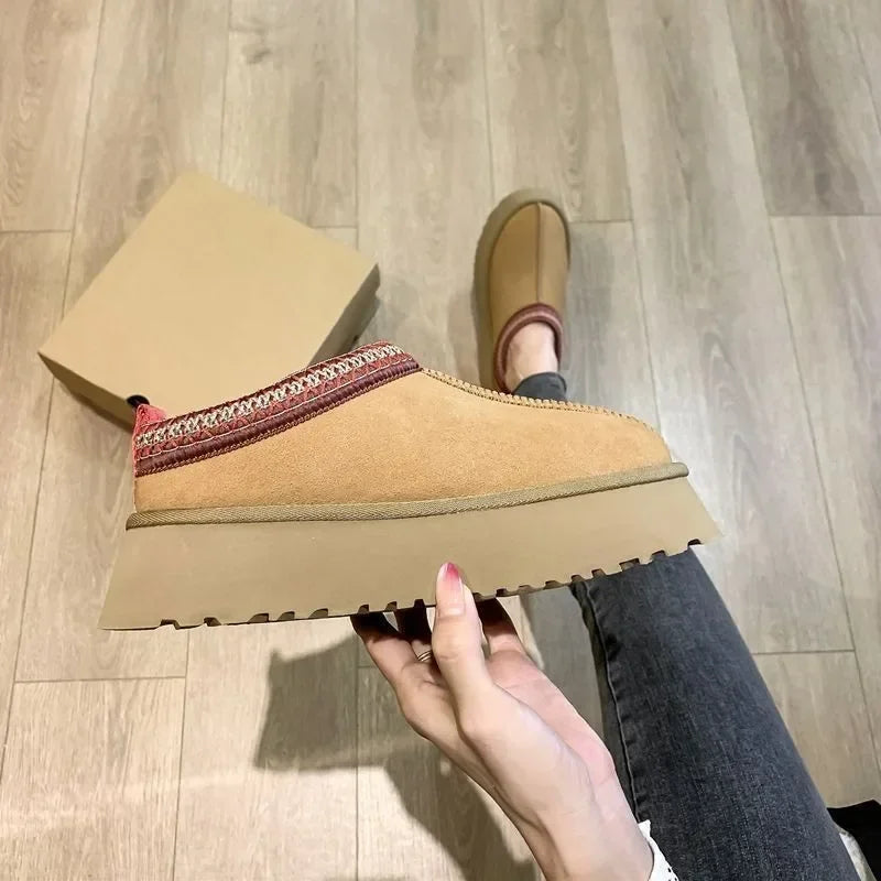 2025 New Women's Fur Slippers Dress Thick-soled Shoes Short Plush Comfortable Women's Cotton Shoes Designer Winter Snow Boots