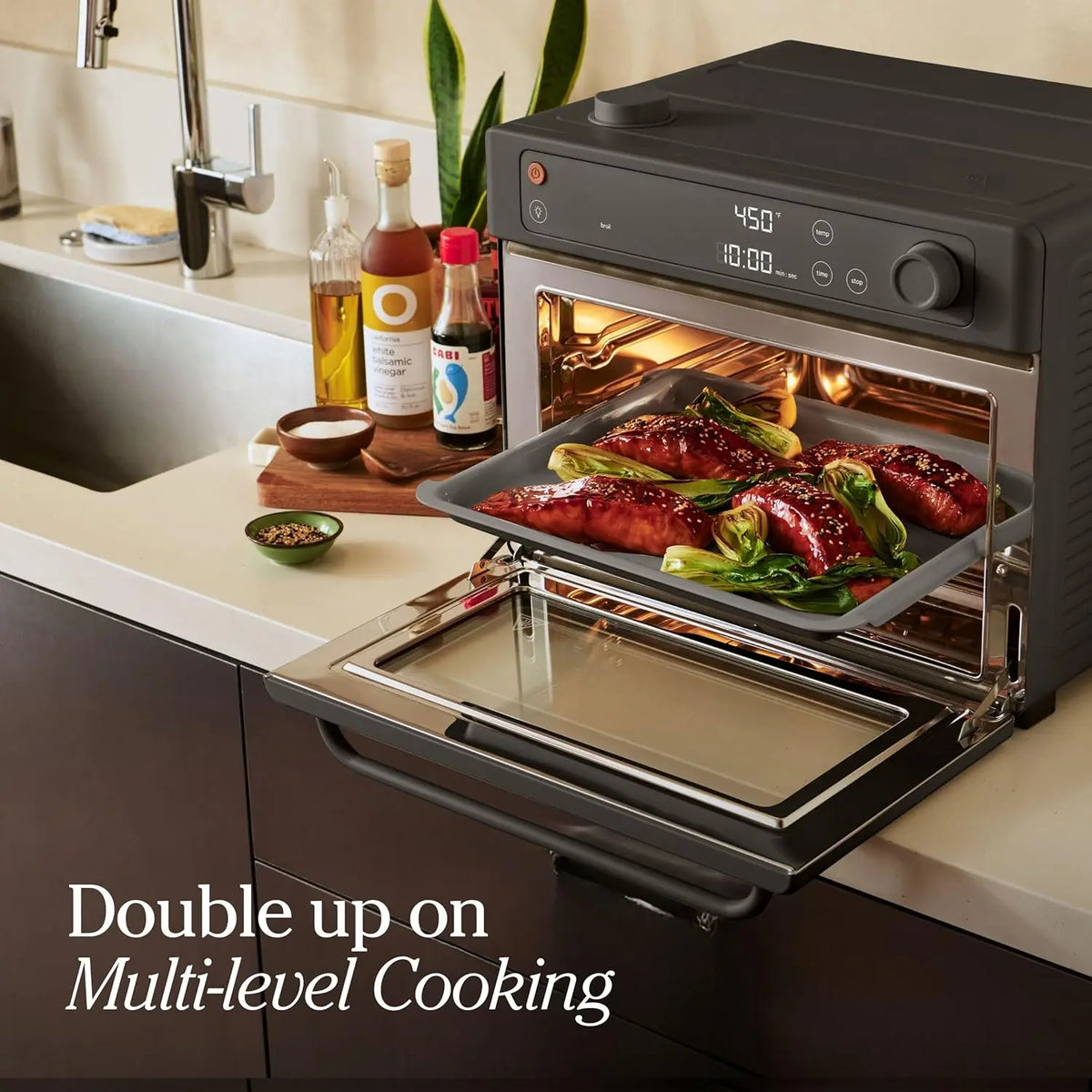 6-in-1 Air Fryer Toaster Oven with Steam Infusion | Non-toxic, PFAS-Free Combo | Char