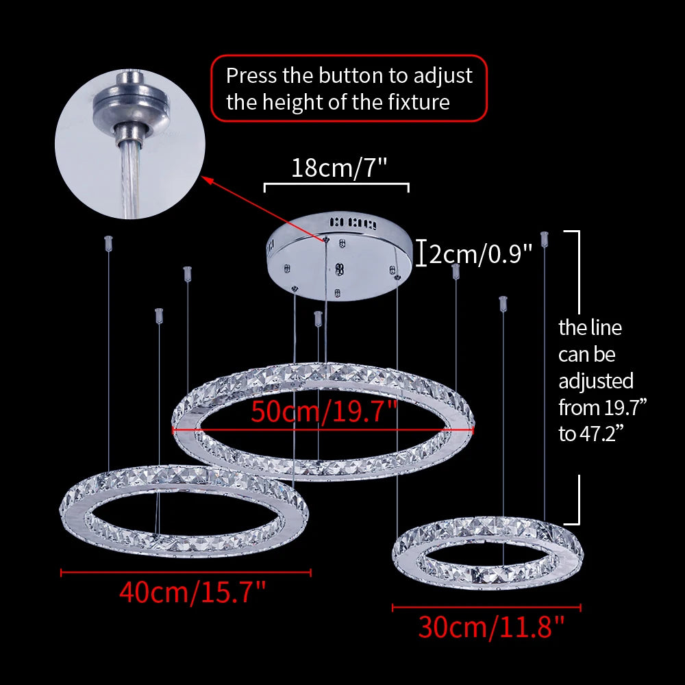 Modern Luxury K9 Crystal Led Ceiling Lamp Ring Chandelier Light Living Dining Room Decor Indoor Pendant Fixture Hotel Luminair