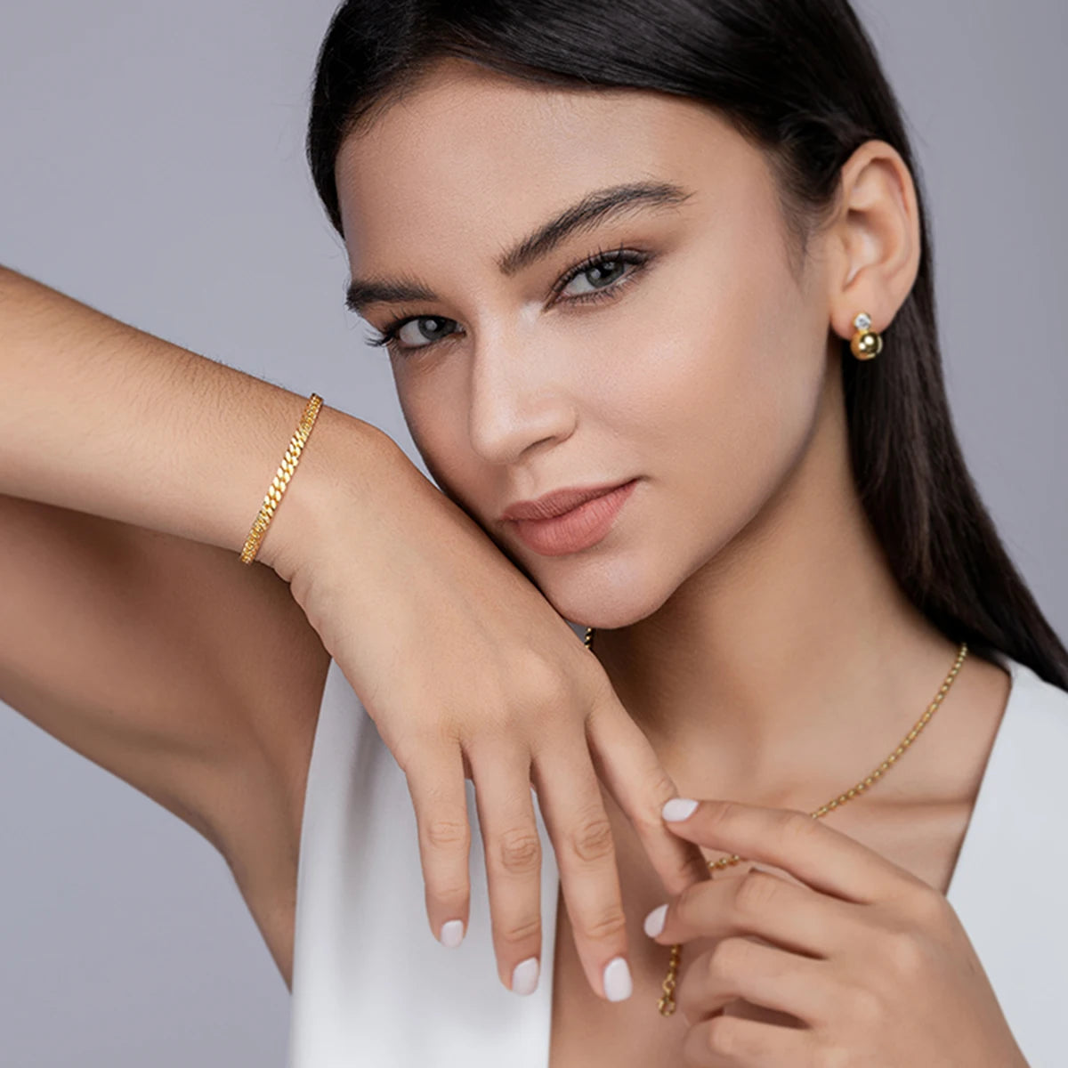 JIUZUAN 4mm Moissanite Bracelet for Women, S925 Silver, 18K Gold Plated, D-Color VVS1, Hypoallergenic Christmas Gift Jewelry