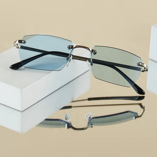 1Pc Men's Fashion Glasses New Metal Square Frameless Elegant Retro Casual Versatile Men's Decorative Suitable for Daily Outdoor