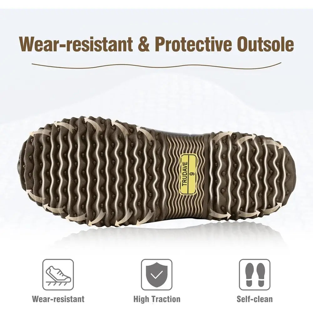 Trudave Rubber Boots for Women, Mid Calf Rain Boots, Womens Waterproof Boots, Neoprene Insulated Outdoor Work Mud Boots for Hunt