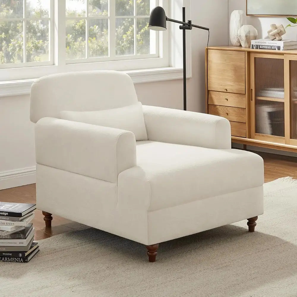 Spacious Chaise Lounge Accent Chair, Plush Cloud Sofa Recliner with Tilt Backrest, Cozy Upholstered Couch Sleeper Bed, Contempor