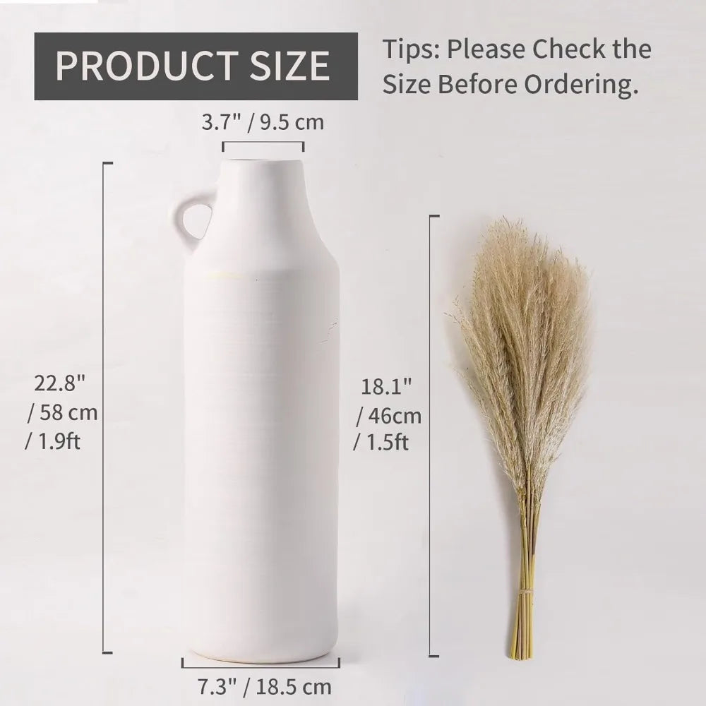 Large Boho Decorative Floor Vase, 22.8 Tall, Modern Ceramic for Pampas Grass, Flower Arrangements