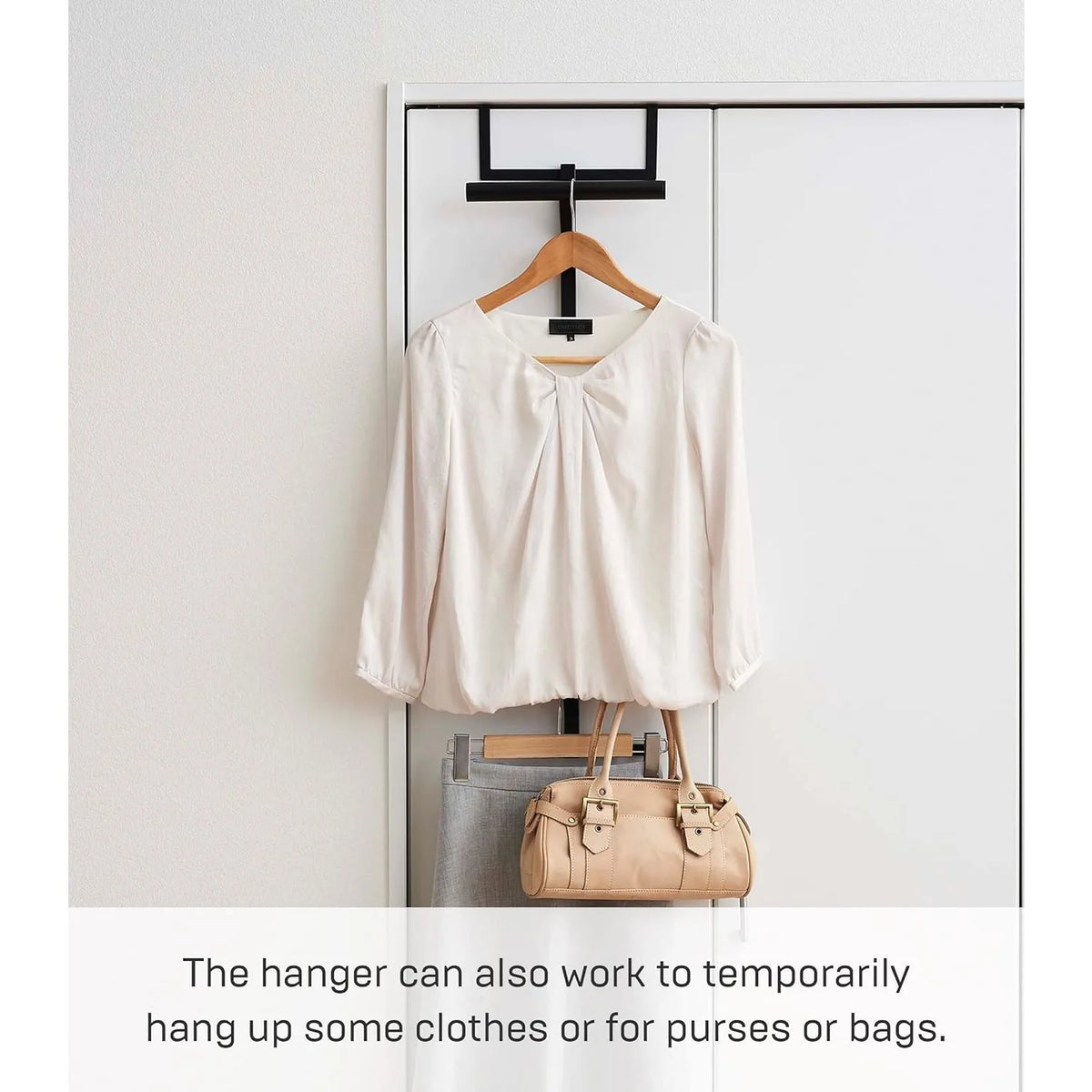 Home Tower Backpack Over The Door Hanger for Closet Or Bedroom, Two-Tiered Bookbag Metal Storage Rack